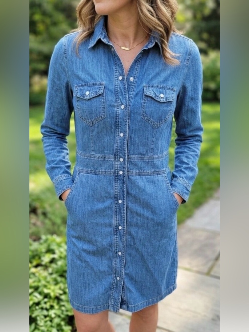 Boden Light Blue Denim Shirt Dress